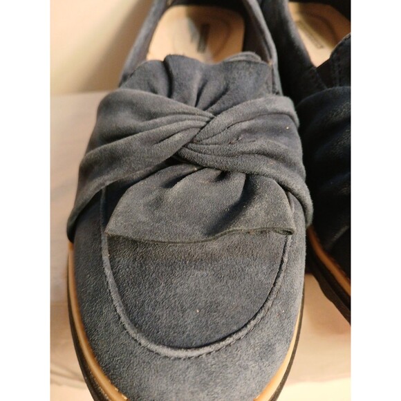 Clarks SHARON DASHER Blue Suede Designer Wedge Loafer WMS 10W  NEW ($110) - Picture 13 of 16